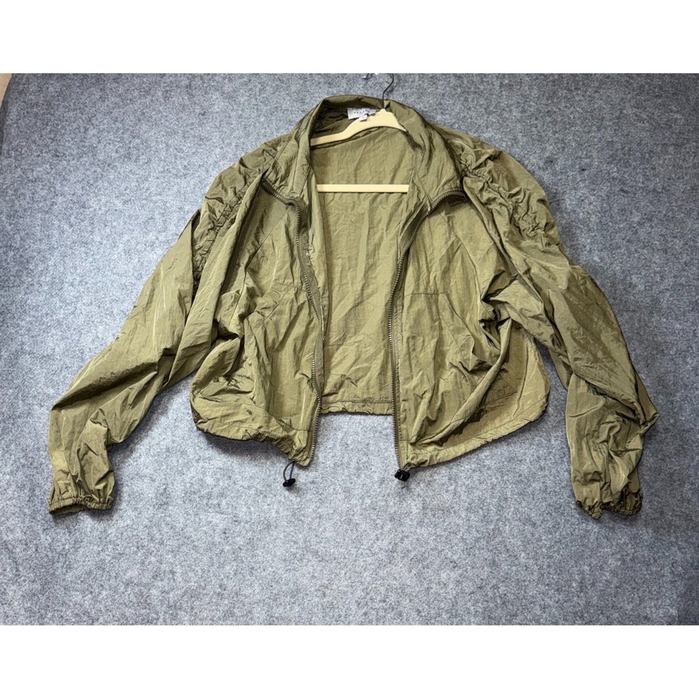 PacSun Crop Windbreaker Jacket Womens S Green Full Zip Mock Neck Wind Resistant